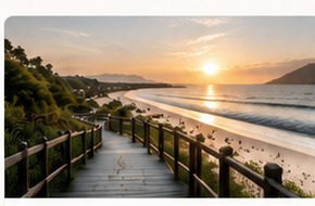 Sunshine Coast coastal walkway at sunset